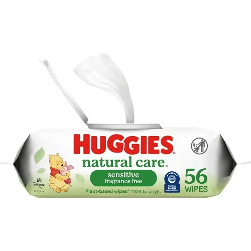 Baby Wipes, Huggies Natural Care Sensitive Baby Diaper Wipes, Unscented, Hypoallergenic, 1 Flip-Top Packs (56 Wipes Total)