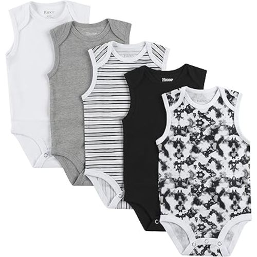 Hanes unisex-baby Baby Bodysuits, Ultimate Flexy Sleeveless for Boys & Girls, 5-pack