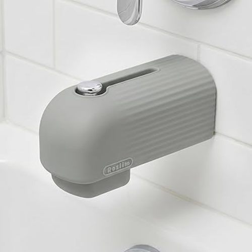 Roslim Baby Bathtub Faucet Cover, Upgraded Silicone Bath Faucet Cover for Kids, Bath Spout Cover for Baby, Faucet Cover for Bathtub Safety, Toddler Bath Tub Water Spout Cover, Universal Fit, Grey