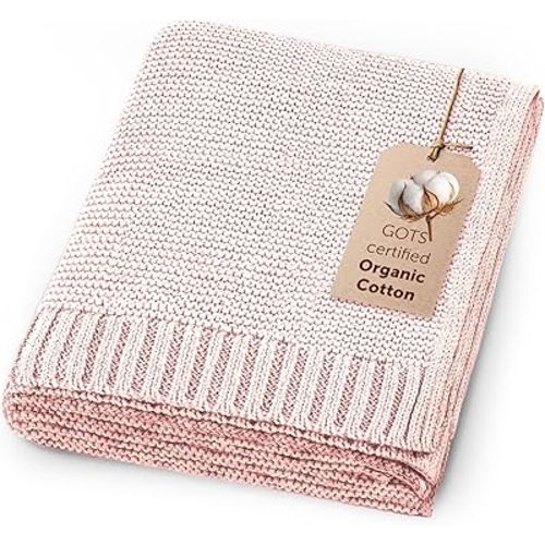 Organic Baby Blanket – 100% GOTS Certified Organic Cotton | Ultra-Soft Breathable Newborn Receiving Blanket | Hypoallergenic, Chemical-Free | Unisex Baby Gift | 30x40 Inches (Pink)