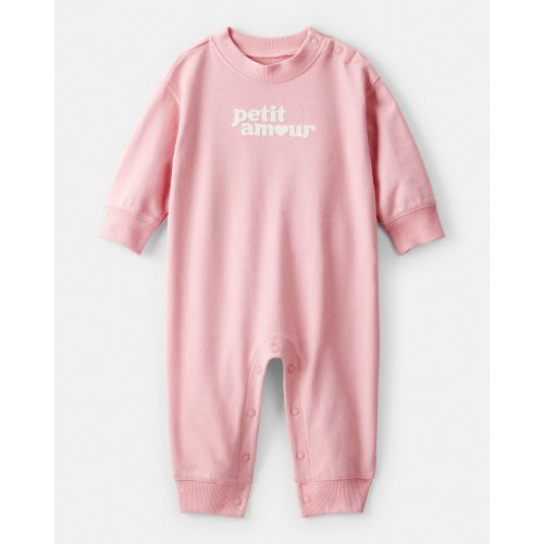Baby Girl Petit Amour' Cotton Long-Sleeve Jumpsuit - Pink | Carter's
