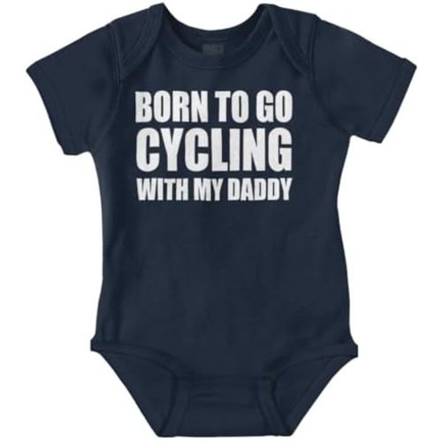 Brisco Brands Born To Go Cycling With My Daddy Baby Romper Boys or Girls
