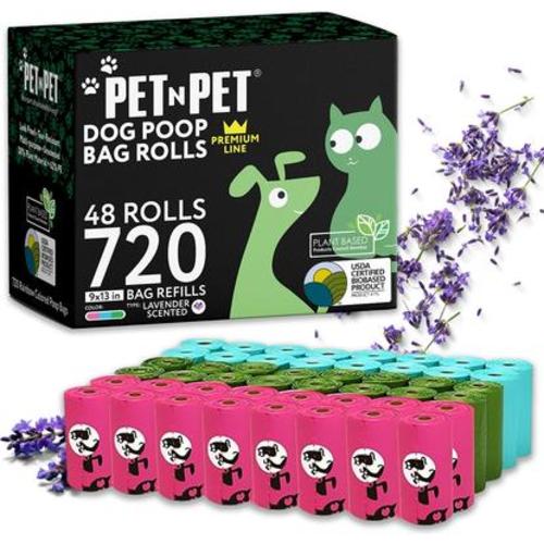 PET N PET Plant Based Dog Poop Bags, Refill Rolls, Lavender Scented, Multicolor, 720 count - Chewy.com