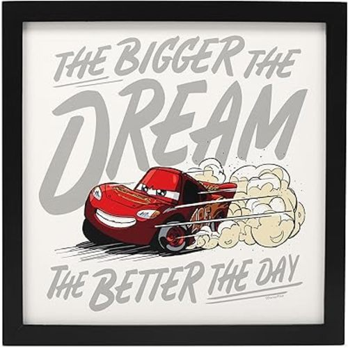 Disney Pixar Cars Lightning McQueen Framed Wall Decor - The Bigger The Dream, The Better The Day