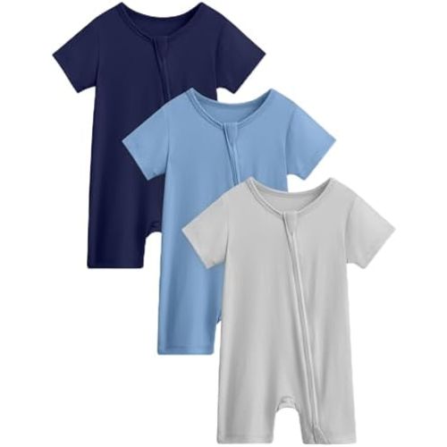 Yoofoss Baby Boy and Girl Romper Rayon Made from Bamboo Short Sleeve Newborn Summer Clothes 2-Way Zipper,Soft Breathbale