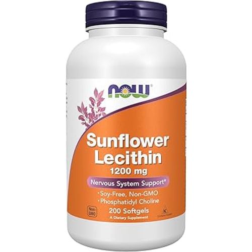 NOW Supplements, Sunflower Lecithin 1200 mg with Phosphatidyl Choline, 200 Softgels