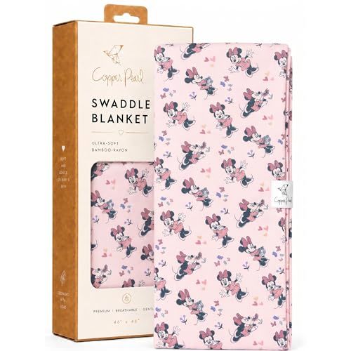 Copper Pearl Swaddle Blankets for Newborns | Soft Stretchy Receiving Blankets for Boys and Girls | Large 46 x 46 Inch Baby Blankets | Lightweight and Breathable Swaddles | Minnie Mouse