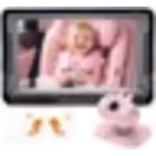 PRIMEPLUS - Baby Car Camera 1080P HD Plug-Play Monitor, 4.3" IPS Display, 150° Wide-Angle, Infrared Night Vision, Rabbit Design - Pink