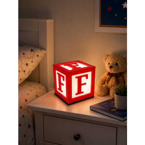 Personalised Alphabet Block Night Light – Custom Initial Cube Lamp, Retro Toy Nursery Décor