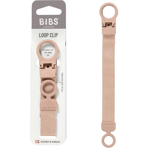 BIBS Loop Pacifier Clip - Sleek, Secure One-Handed Operation, Fits All BIBS and Most Brands, Machine Washable, Slim Profile for Comfort, Ages 0+ - Blush