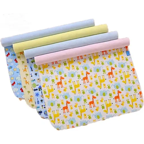 Monvecle 4pcs Pack Baby Infant Waterproof Cotton Changing Pads Washable Resuable Diapers Liners Mats (4pcs Pack-18"x12")
