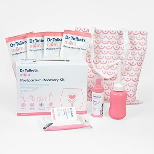 Dr. Talbot’s Mom Postpartum Recovery Kit, Hospital Bag Essentials, Includes Peri Bottle, Perineal Soothing Foam, 4 Postpartum Ice Pads & 24 Perineal Pad Liners