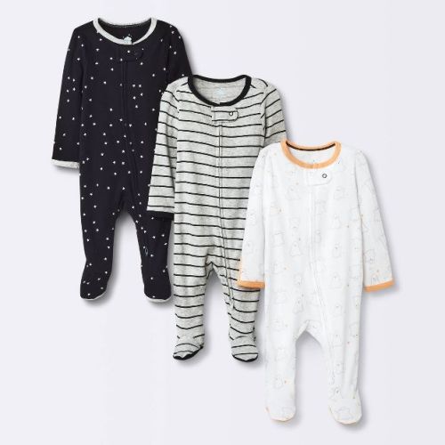 Baby 3pk Halloween Zip-Up Sleep N' Play - Cloud Island™ Black