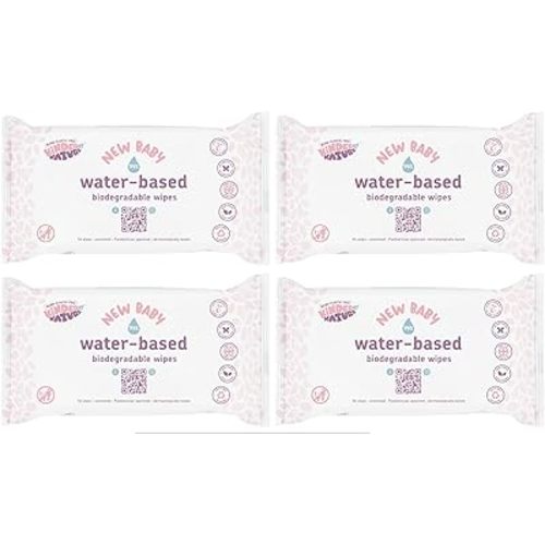 Kinder by Nature Water-Based Baby Wipes - 100% Biodegradable & Compostable, 224 Count (4 Packs of 56) - 99% Water, Plastic-Free Wipes