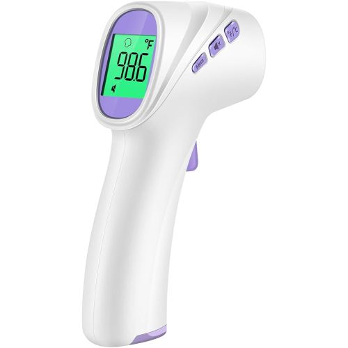 Forehead Thermometer for Adults, Kids & Babies, No-Touch Digital Thermometer with LCD Backlight Display, FSA HSA Eligible, Fever Alarm and 1s Instant Reading - Purple