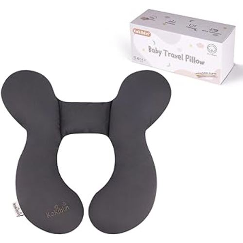 KAKIBLIN Baby Travel Pillow, Upgraded Baby Neck Pillow for Car Seat, Head Support Pillow for Car Seat Pushchair, Grey