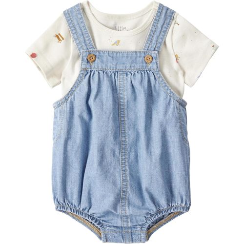 little planet by carter's Baby 2-piece Organic Cotton Overall Set, Chambray, 18M