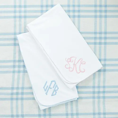 Picot Trim Blanket // Baby Blanket Set, Custom Blanket, Embroidered Name Blanket, Baby Shower Gift, Personalized Name, Baby Girl, Baby Boy
