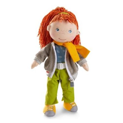 HABA 12" Soft Doll Soley with Red Hair and Embroidered Face, Machine Washable Baby Doll with Clothes and Baby Dolls for 18 months and up
