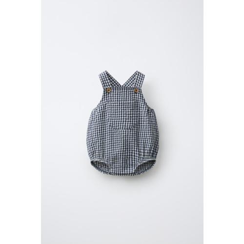 GINGHAM ROMPER - Navy blue | ZARA United States