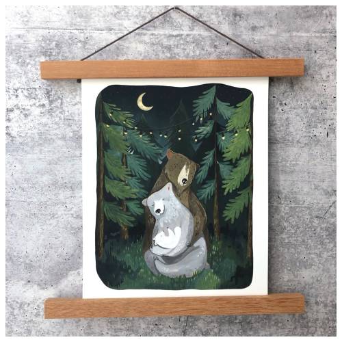 Night Forest Print (w/out words)  | Gouache Art Print | Woodland Wall Art | Boys Nursery Art | Girls Nursery Art | Baby Nursery Art