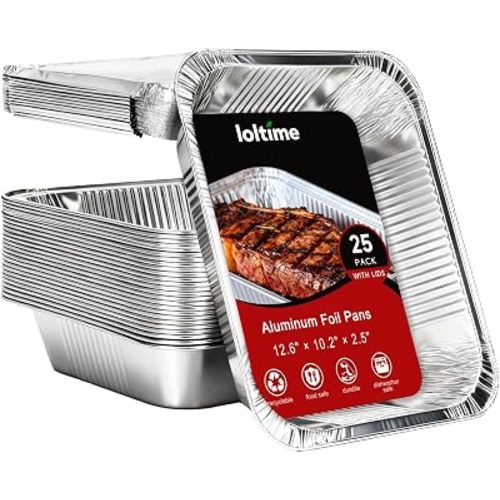 9x13 Aluminum Foil Pans(25 Pack) – Upgraded Heavy Duty Disposable Foil Pans for Baking, Roasting, Chafing Dish, Thanksgiving, Christmas, Parties & Catering