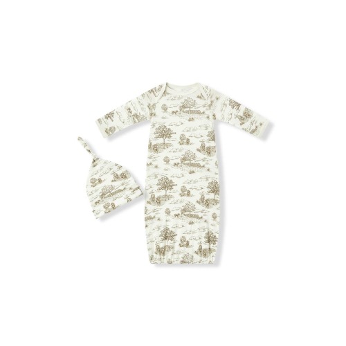 Luxe Stretch Newborn Gown and Hat Set, 0-3M
