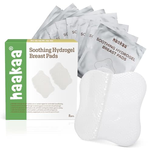 haakaa Hydrogel Pads with Lanolin, Cooling Relief for Sore Nipples, 8 PCS | Instant Cooling Relief, Gel Nursing Pads Support for Breastfeeding and Pumping, Cooling Moisture Supports Natural Healing