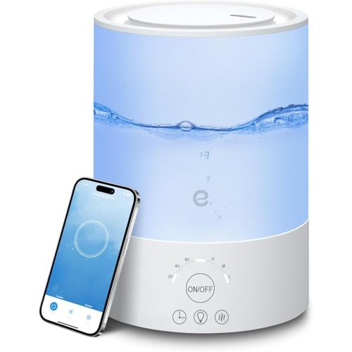 Esemoil Smart Humidifiers for Bedroom, 2.5L Top Fill Cool Mist Humidifiers with Essential Oil Diffuser, Humidity Setting, APP & Alexa Voice Control, Nightlight, Timer, Quiet Operation, Auto Shut-Off