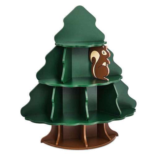 August Grove® 4-Tier 12-Compartment MDF Kids Bookshelf, Christmas Tree And Squirrel Design | Wayfair