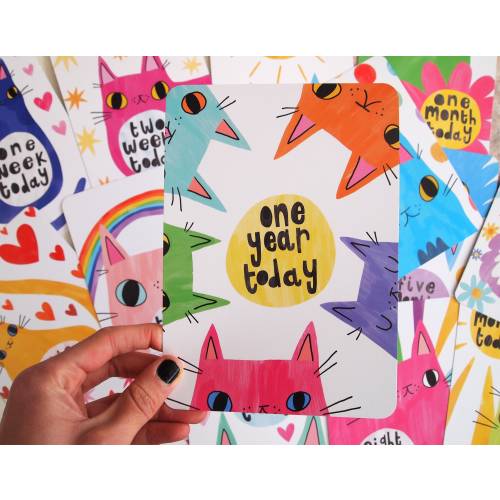 Baby milestone cards, cat themed milestone cards baby shower gift