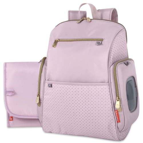 "Fisher-Price Gemma Diaper Bag Backpack, 15""L, 3-Piece, with Changing Pad, Insulated Pocket, Wipes Dispenser, Pink"