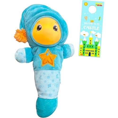 Playskool Glo Worm Soother Toy Set - Bundle with SmartSense Cry Sensor Voice Recordable Stuffed Soother Toy for Newborns, Babies Plus Door Hanger | Playskool Bedtime Plush for Toddlers