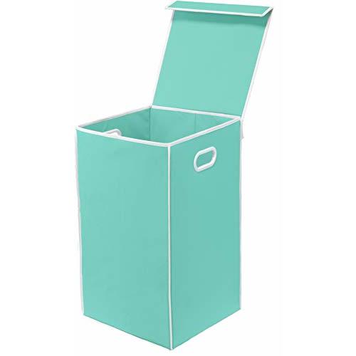 Simple Houseware Foldable Laundry Hamper Basket with Lid, Turquoise | with Handles for Bedroom, Laundry Room, Bathroom