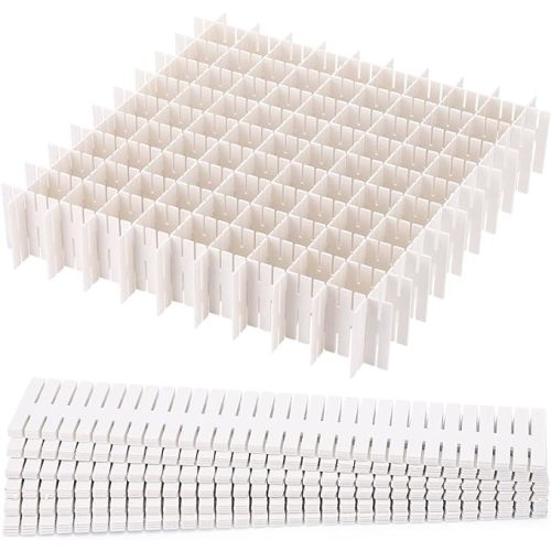 acDesign 40Pcs Grid Drawer Dividers, Adjustable Drawer Organizer for Socks, Underwear, Lingerie, Makeup, Bedroom Office Kitchen Storage (White)