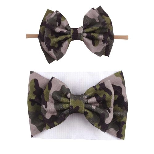 Baby Camo Headband Bowknot Wide Hair Band Bow - Camouflage Set