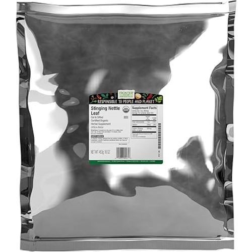 Frontier Co-op Organic Stinging Nettle Leaf, Cut and Sifted, for Making Nettle Tea, Kosher | 16 Ounce (Pack of 1)