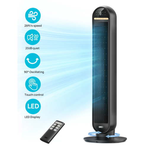 DREO, Tower Fan, 36 inches, 20dB Ultra Quiet, 8 Speeds and 4 Modes