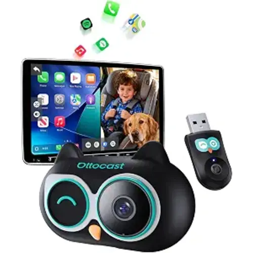 OTTOCAST Cabin Care Car Adapter with Baby Car Camera, Wireless CarPlay Display on CarScreen 2026, Plug-and-Play 1080P HD Rear Seat Baby Monitor, Split Screen Navigation, for Parents & Pet Owners