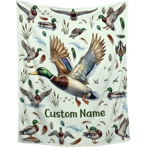 Custom Mallard Duck Blanket,Personalized Baby Mallard Duck Blanket,Soft Cozy Personalized Name Blankets for Kids Infant Toddler, Baby Gift Blankets for Birthday,30"x40"-Toddler Size for Baby/Pet