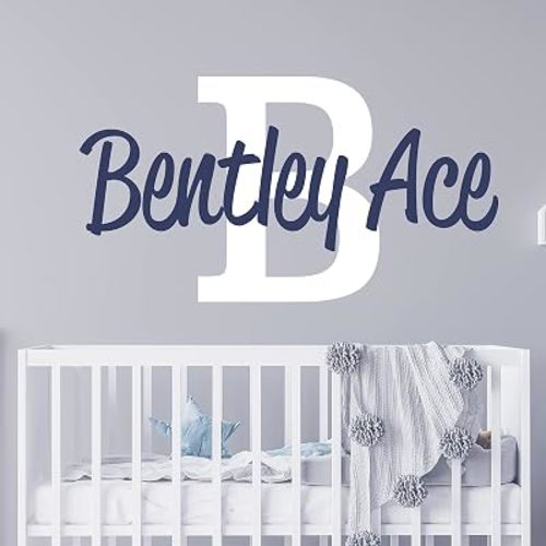 Name Wall Decal Sticker Custom Name Wall Decal Girls Room Boys Room - Personalized Name Wall Decal Nursery Decal - Baby Monogram Vinyl Wall Art (18" wide x 10" high)