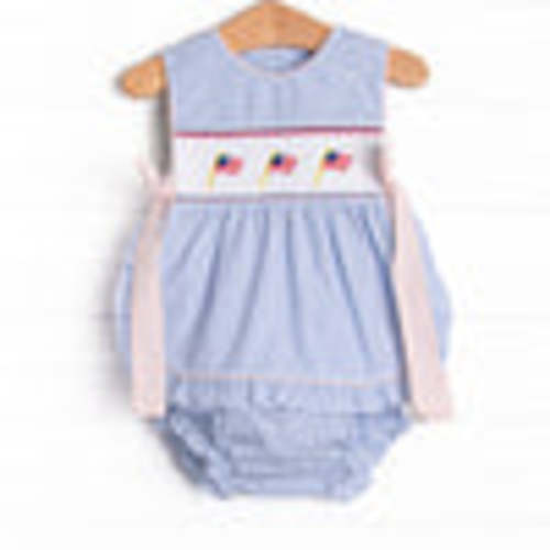 Banner in the Breeze Smocked Side Tie Diaper Set, Blue – Stitchy Fish
