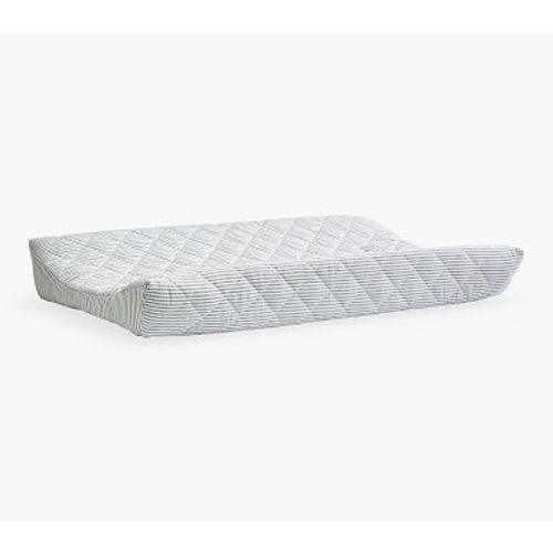Oxford Stripe Quilted Percale Changing Pad Cover , Sage