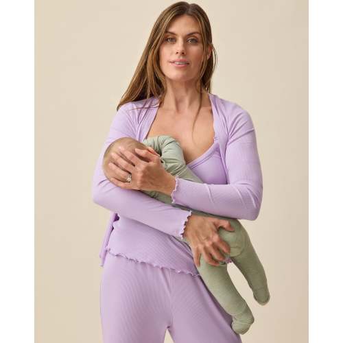 Ribbed Modal Nursing Lounge Set | Lavender - Kindred Bravely