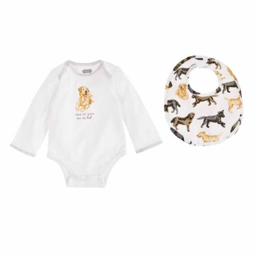 Lab Dog Baby Bodysuit and Bib Set