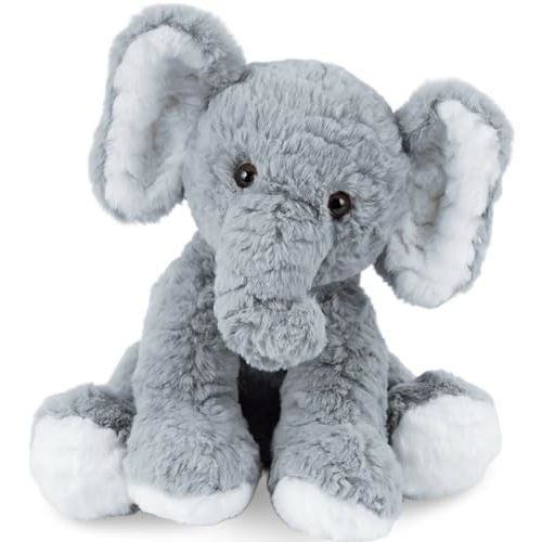 Mikee Fluffie Elephant Stuffed Animals Soft Plush Toy for Baby Girls Boys,12" Grey Soft Small Stuffed Elephant Huggable Gifts for Birthday | Long Rippled Fur,Huggable Animal with Premium PP Cotton,Washable Cuddly Elephant for Toddlers, Kids, Birthday