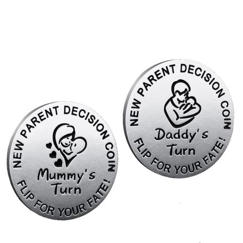 New Dad Mom Gifts Funny Decision Making Coin, New Baby Gift for Parent Mummy Daddy Pregnancy Women First Time to be Moms Dads Mother's Day Father's Day Gifts Double Sided