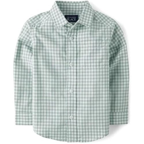 The Children's Place Baby Boys' and Toddler Poplin Long Sleeve Button Down Shirt