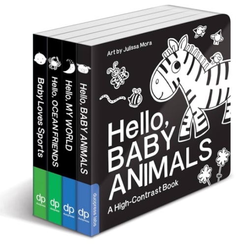 High Contrast Baby Book Set: 4 Board Books for Newborns