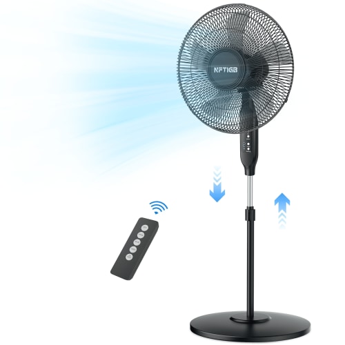 NFTIGB 16'' Oscillating Pedestal Fan w/Remote and Timer, Adjustable Height Floor Fan, Black 2026 New